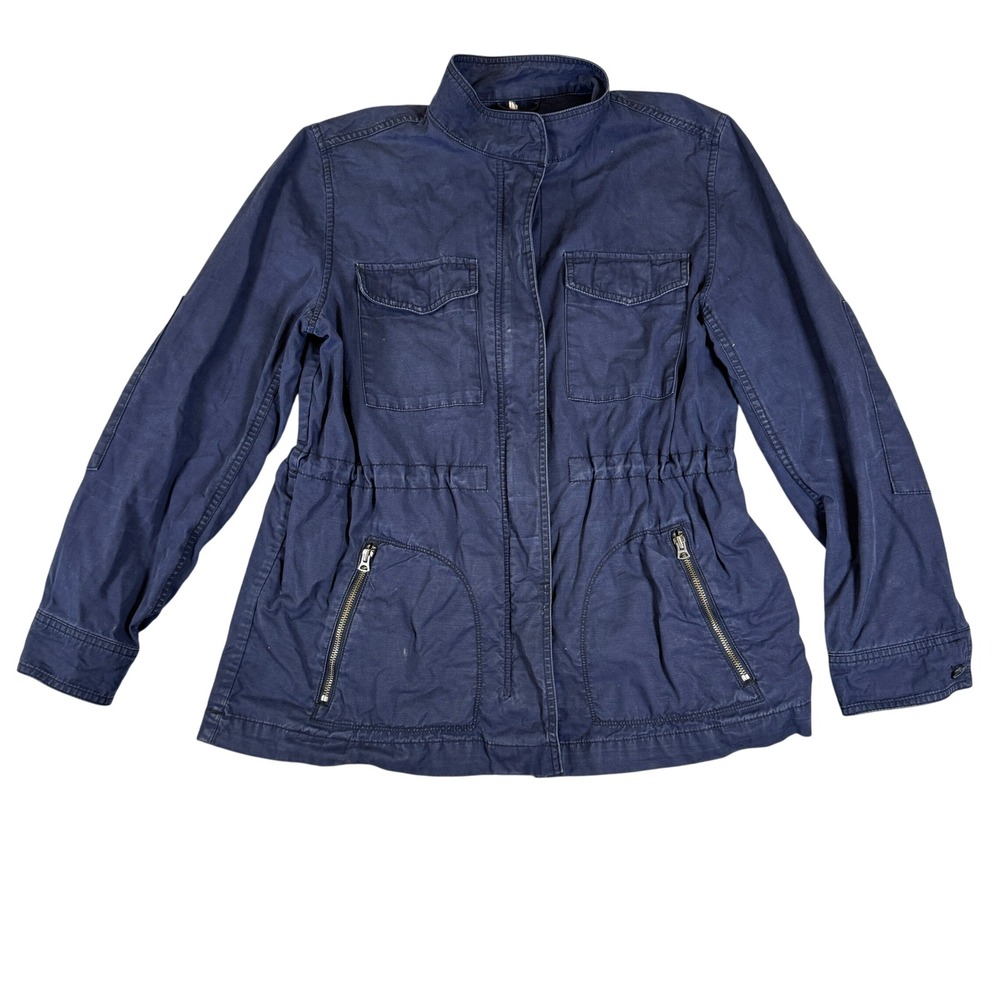 Gap Womens XL Navy Blue Cotton Utility Field Jacket Conmar Zipper Drawstring